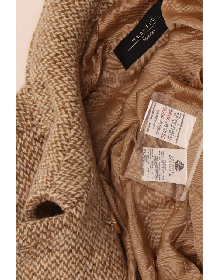 Casaco feminino de fim de semana Max Mara UK 16 grande lã espinha de peixe bege
