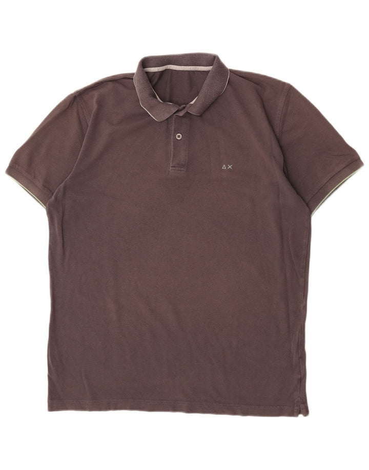 Camisa polo masculina Sun68 grande algodão cinza