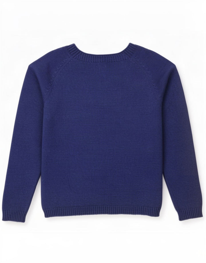 Suéter feminino Massimo Dutti com gola canoa Reino Unido 14 lã azul marinho médio