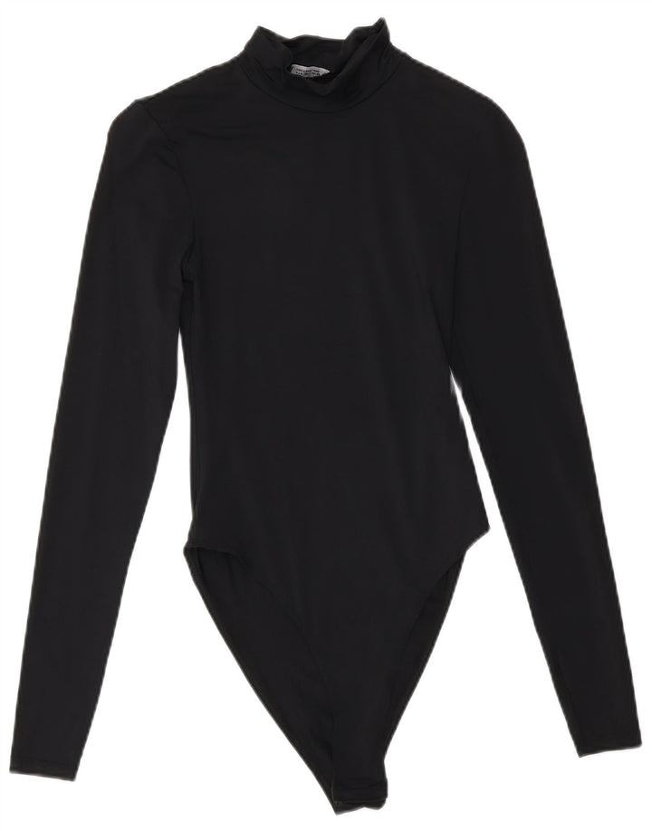 Macacão feminino de manga comprida Zara UK 8 pequeno preto poliamida
