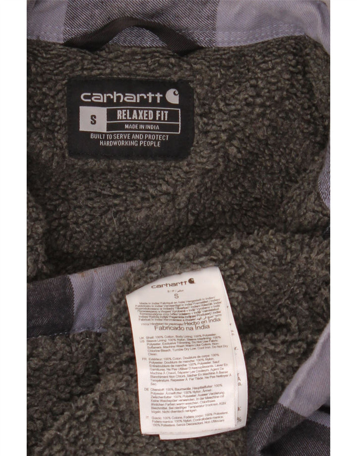 Camisa masculina Carhartt de flanela de lenhador com ajuste relaxado pequena azul guingão