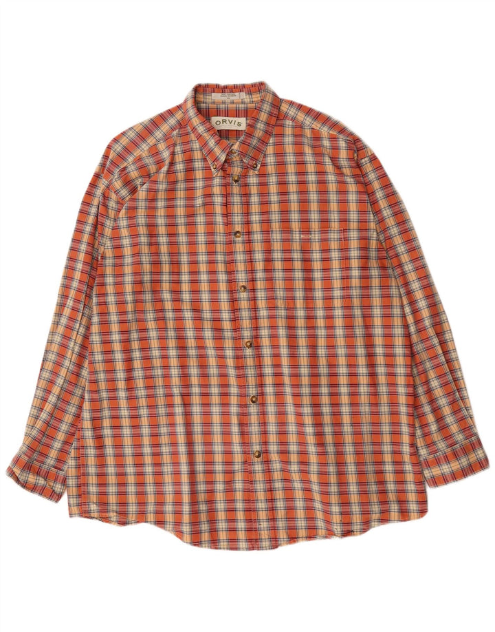 Camisa masculina de flanela Orvis XL algodão xadrez vermelho