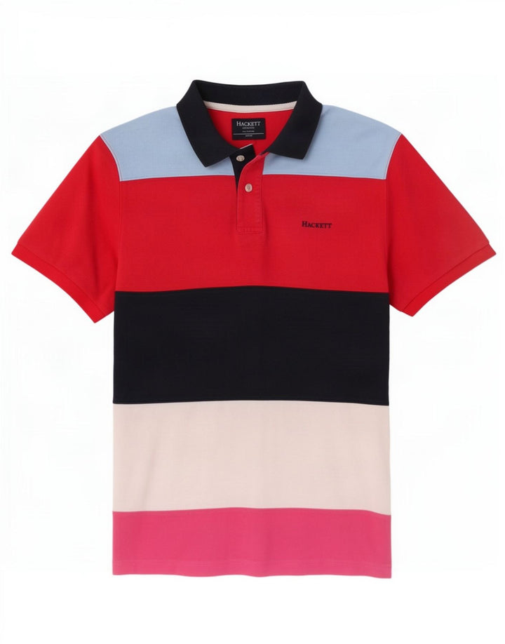 Camisa polo masculina de rugby Hackett Tailored Fit, bloco colorido médio multicolorido