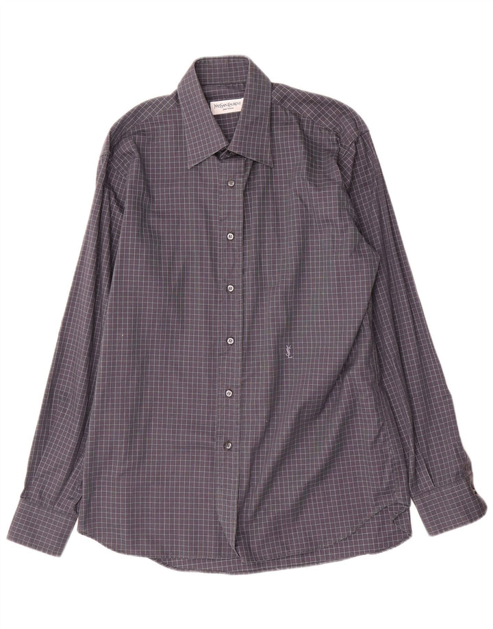 Camisa masculina Yves Saint Laurent tamanho 40 15 3/4 cinza médio guingão