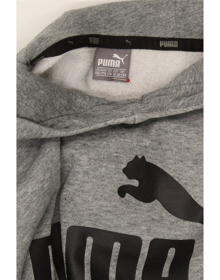 PUMA Boys Graphic Hoodie Jumper 15-16 Years Grey Cotton Vintage Puma and Second-Hand Puma from Messina Hembry 