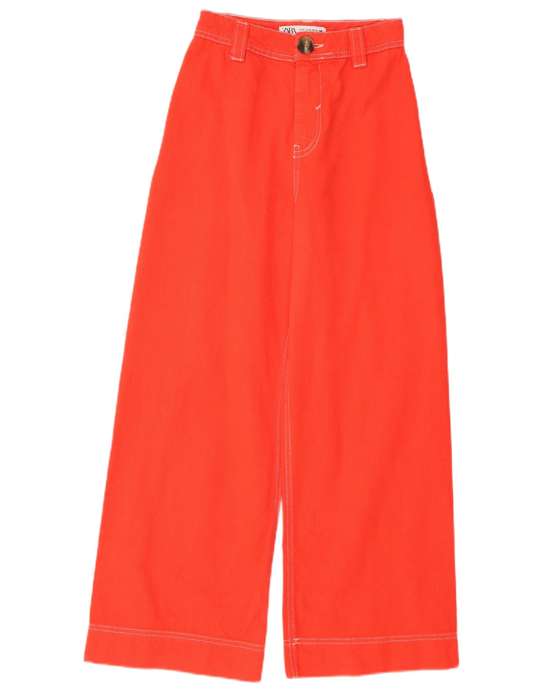 ZARA Calça feminina casual cintura alta perna larga UE 32 2XS W22 L26 laranja