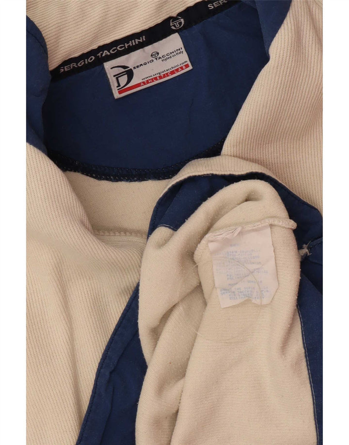 Sergio Tacchini Top masculino com zíper e manga comprida de algodão bege médio
