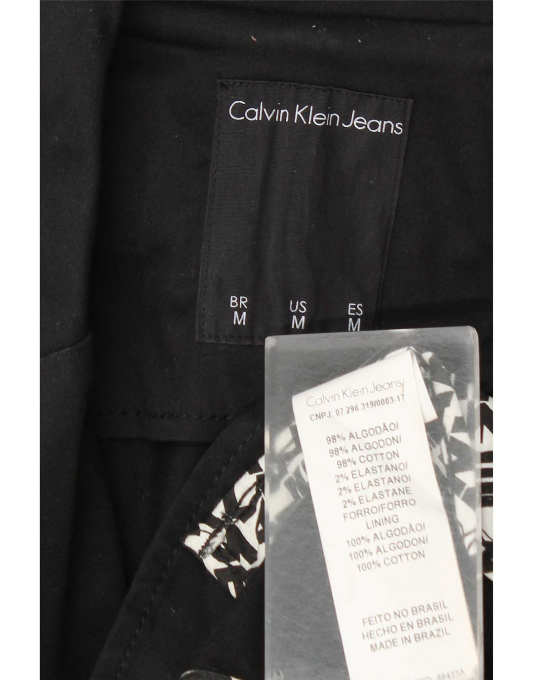 Calvin Klein Jeans Masculino Jaqueta Blazer de 2 Botões Reino Unido 38 Algodão Preto Médio