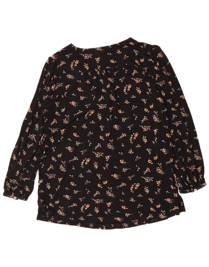 Blusa feminina Fat Face manga comprida oversized Reino Unido 12 médio preto floral