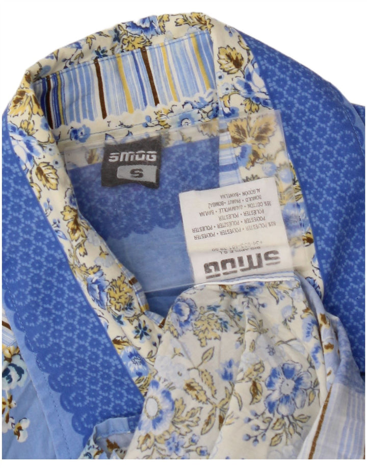 Camisa masculina SMOG pequena azul floral poliéster