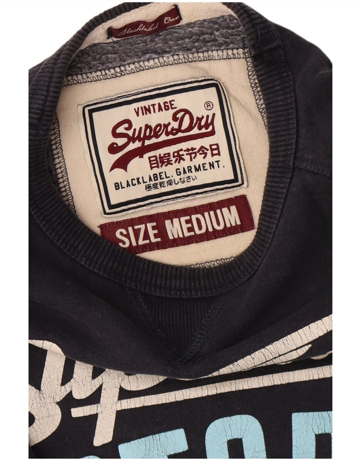 Superdry moletom gráfico masculino jumper médio azul marinho algodão