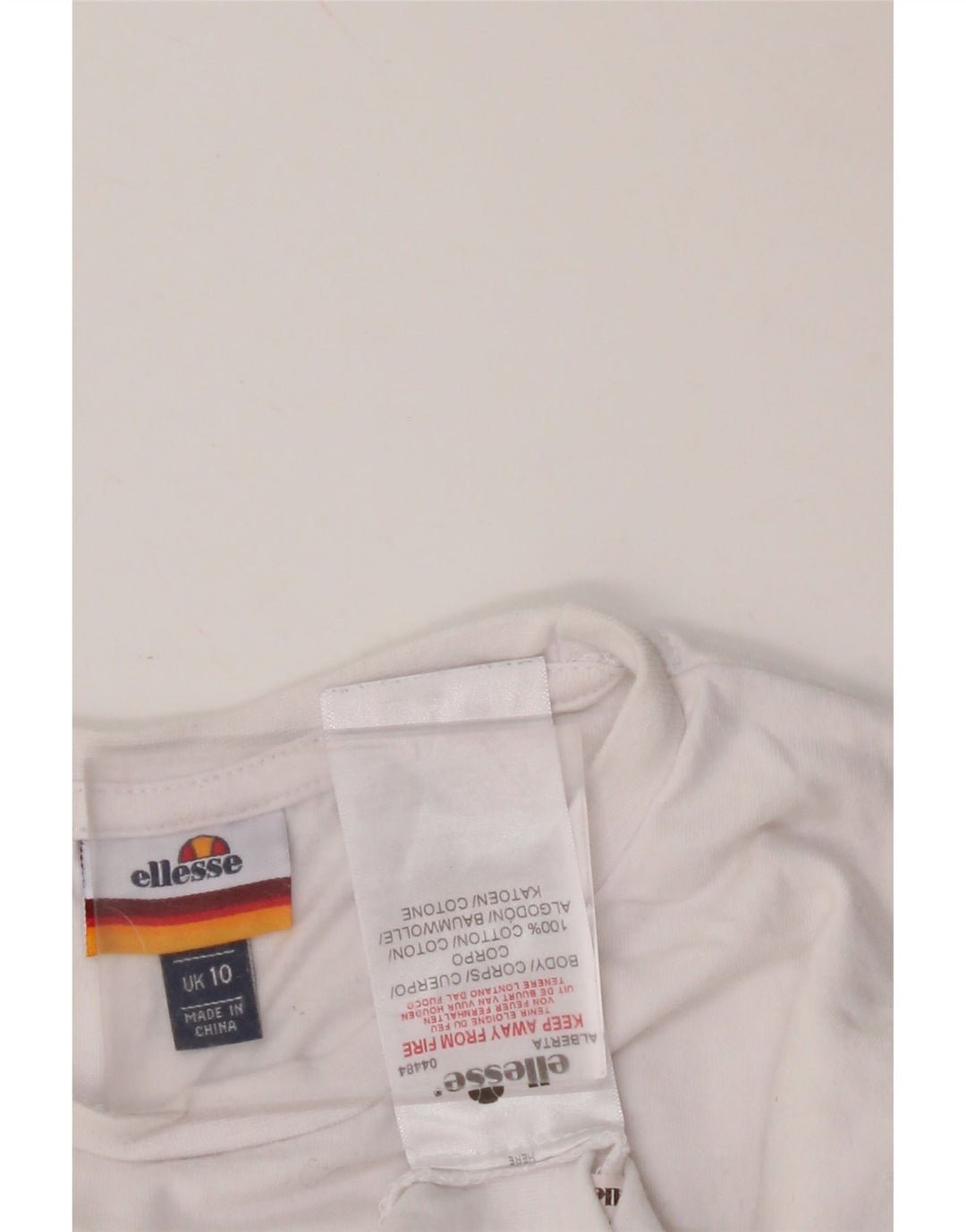 Camiseta feminina ELLESSE com estampa gráfica UK 10 algodão branco pequeno