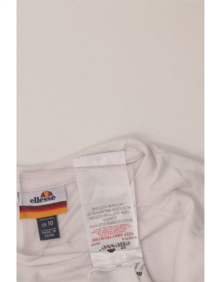 Camiseta feminina ELLESSE com estampa gráfica UK 10 algodão branco pequeno