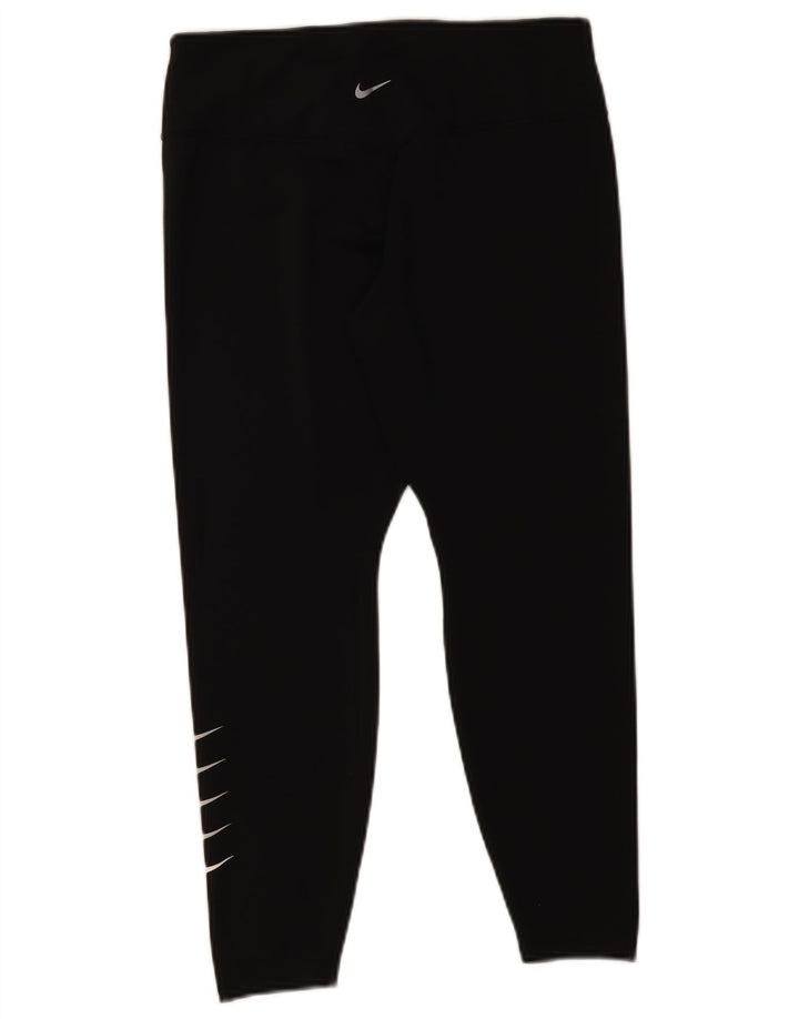 Leggings Nike Dri Fit Graphic Crop Femininas UK 14 Grande Poliéster Preto