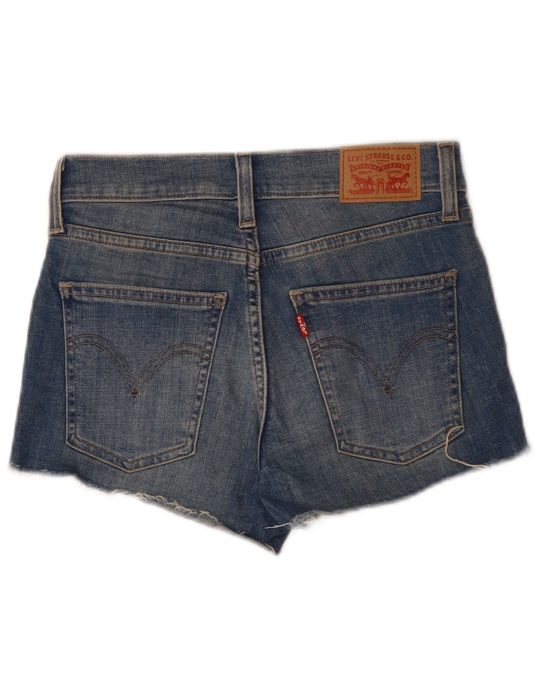 Shorts jeans feminino 501 desgastado da LEVI'S W24 XS azul algodão
