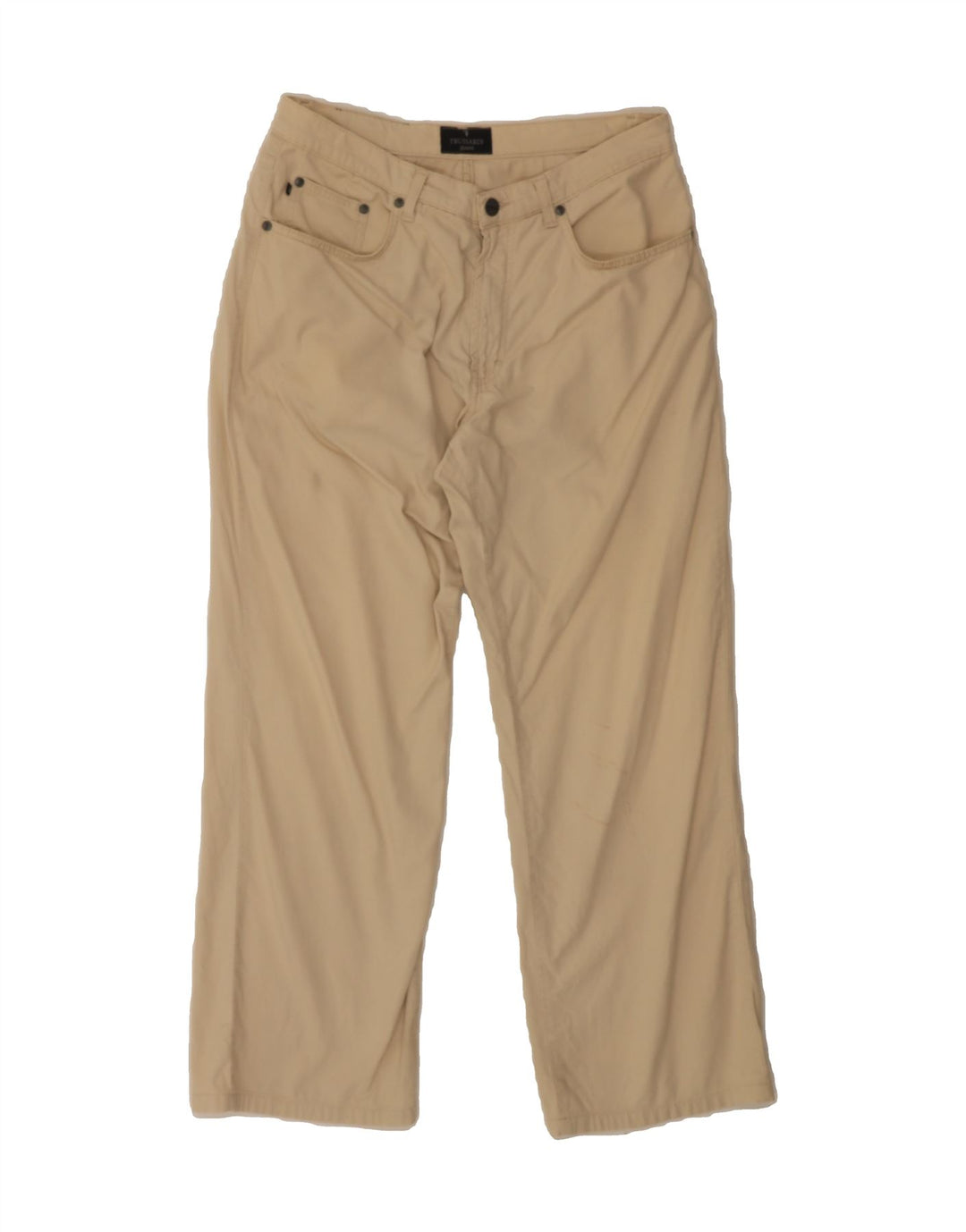 TRUSSARDI Mens Straight Casual Trousers W35 L27 Beige Cotton Vintage Trussardi and Second-Hand Trussardi from Messina Hembry 
