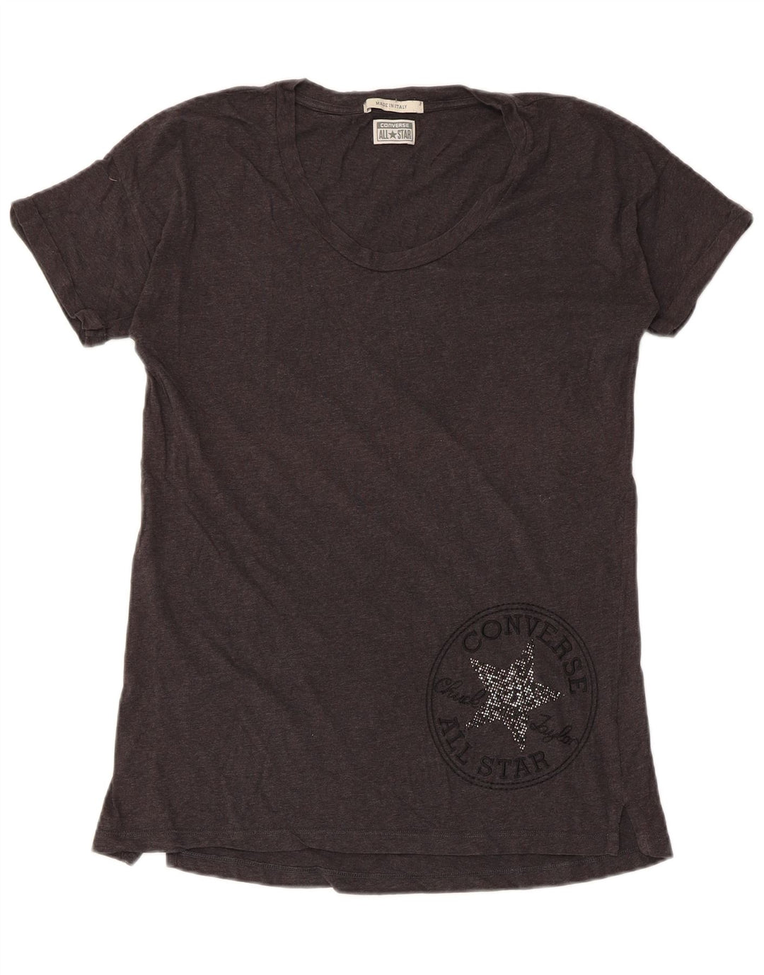 Camiseta feminina CONVERSE com estampa gráfica UK 14 grande algodão cinza