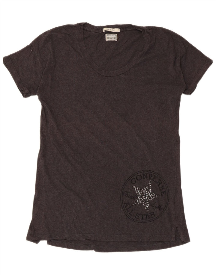 Camiseta feminina CONVERSE com estampa gráfica UK 14 grande algodão cinza