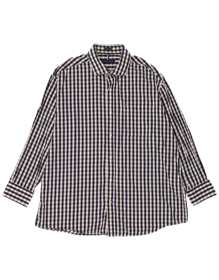 Camisa masculina Tommy Hilfiger de ajuste regular tamanho 17 1/2 XL azul marinho guingão