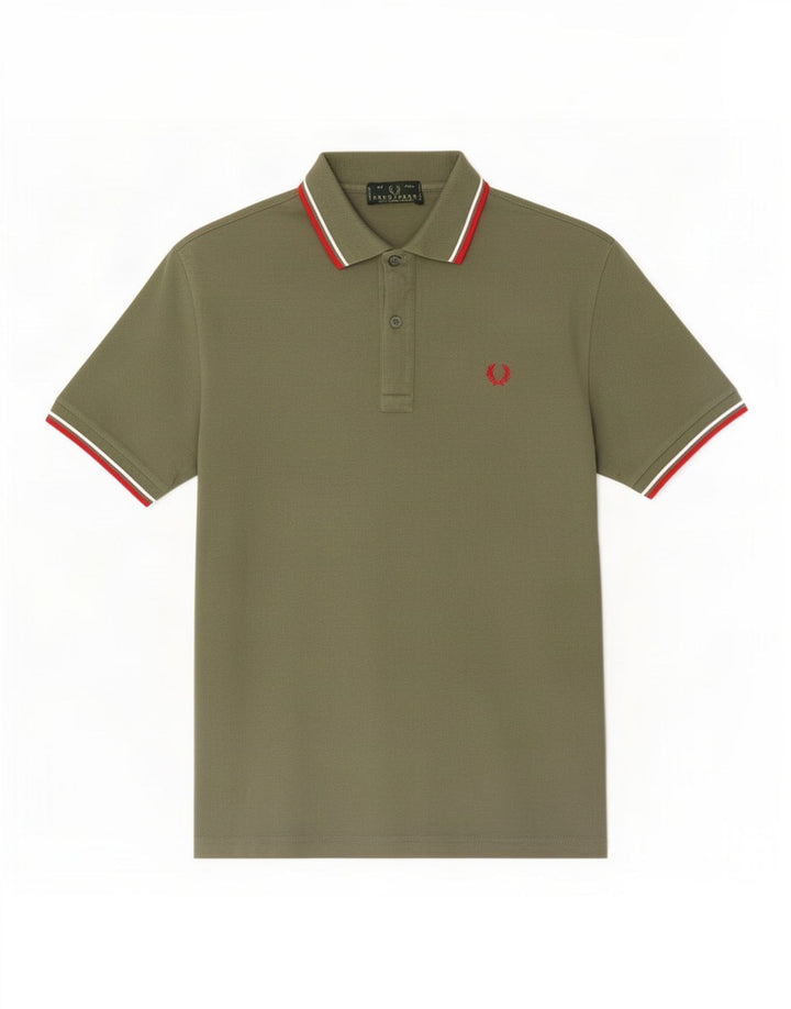Camisa polo masculina Fred Perry grande algodão cáqui