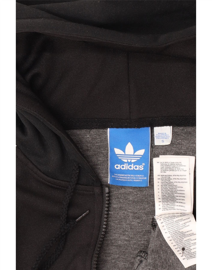 Adidas masculino zip moletom com capuz pequeno poliéster preto
