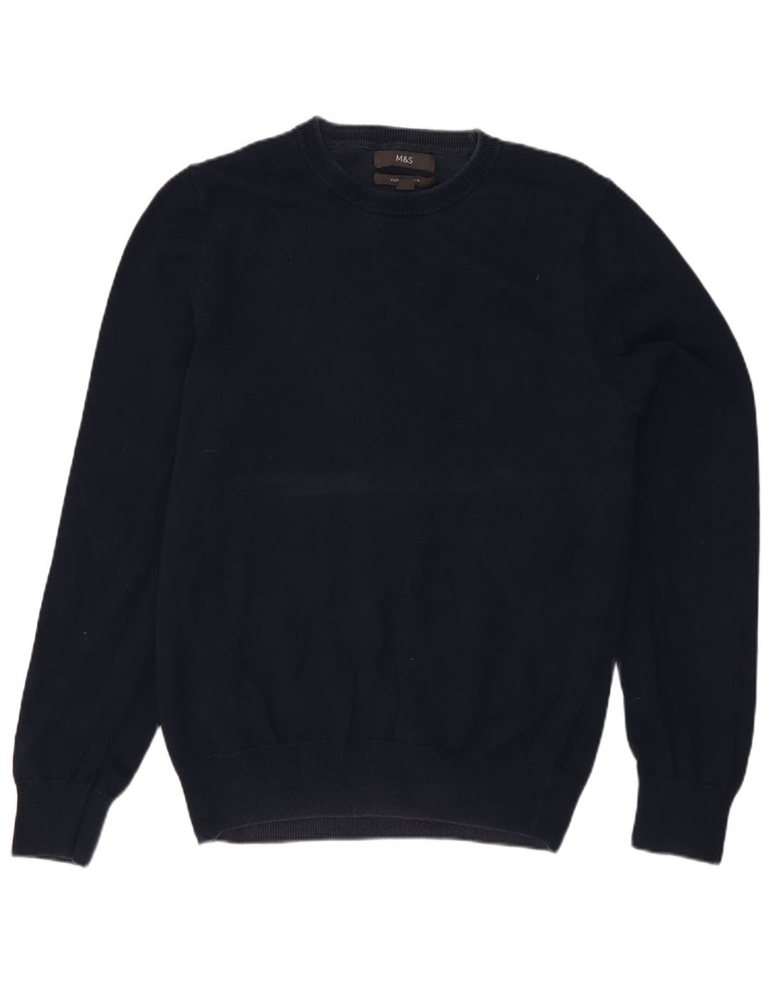 Suéter feminino Marks & Spencer com gola redonda Reino Unido 10 pequeno azul marinho