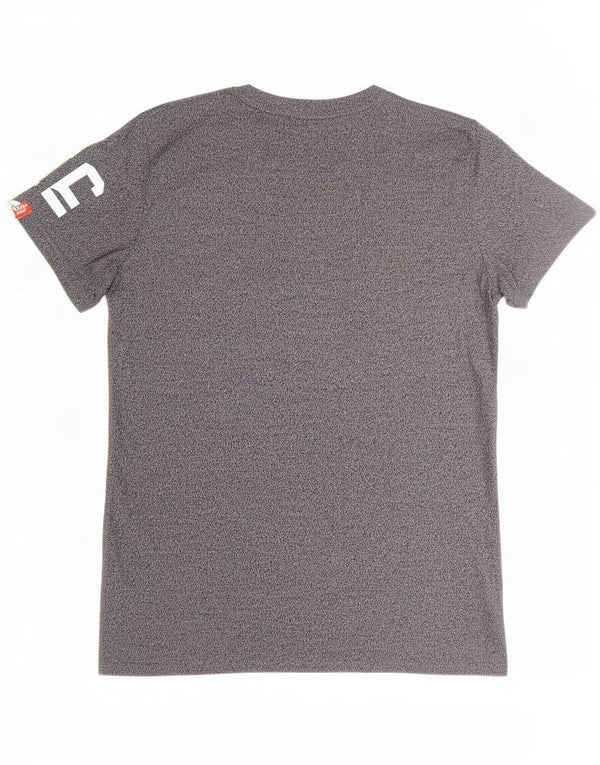 Superdry camiseta masculina gráfica top algodão manchado cinza médio
