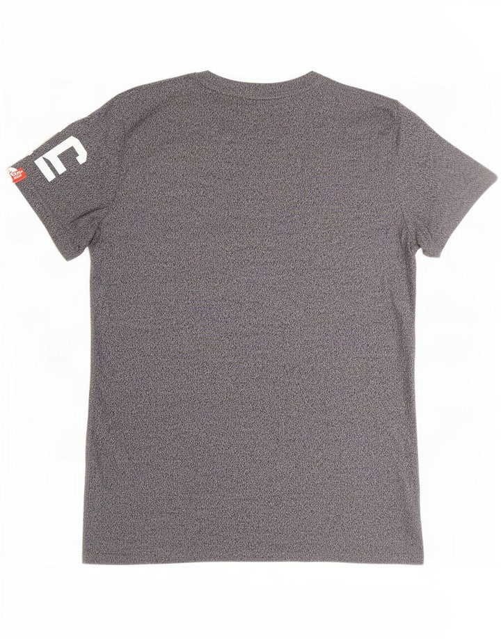 Superdry camiseta masculina gráfica top algodão manchado cinza médio