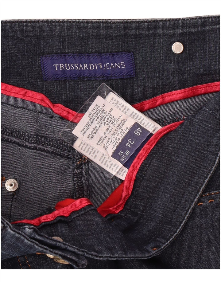 Jeans retos femininos Trussardi W32 L27 algodão azul marinho
