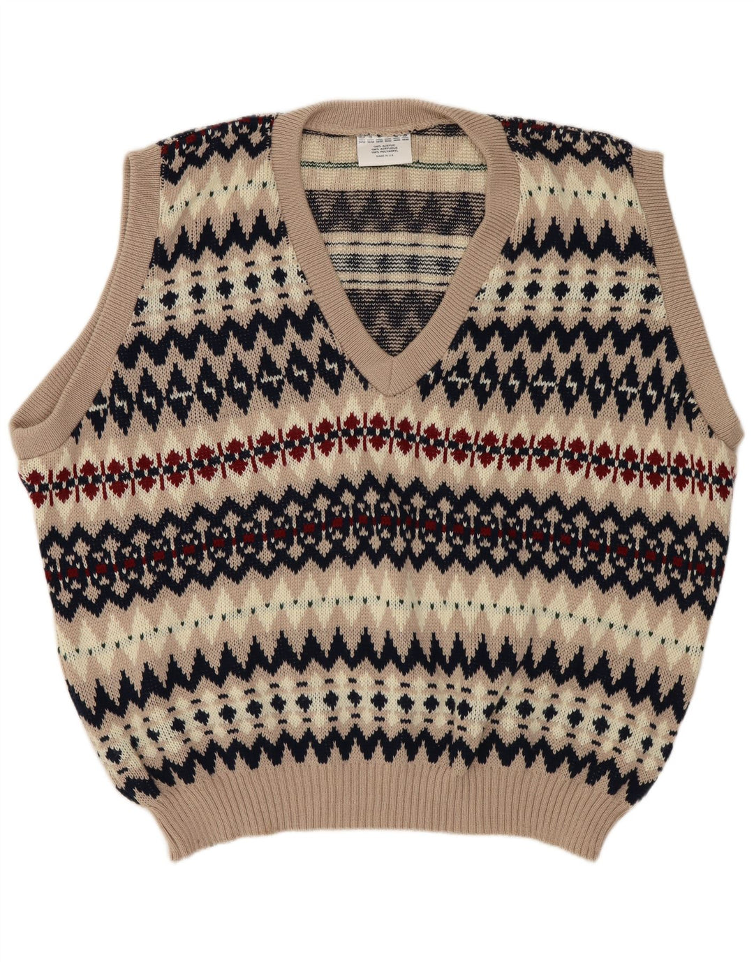 Regata masculina VINTAGE com colete UK 44/46 XL azul marinho Fair Isle acrílico