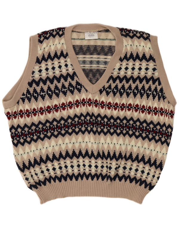 Regata masculina VINTAGE com colete UK 44/46 XL azul marinho Fair Isle acrílico