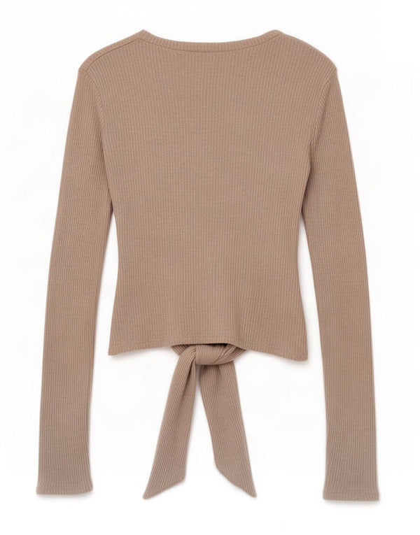 Zara Womens Crop Top Manga Longa Reino Unido 12 Médio Bege