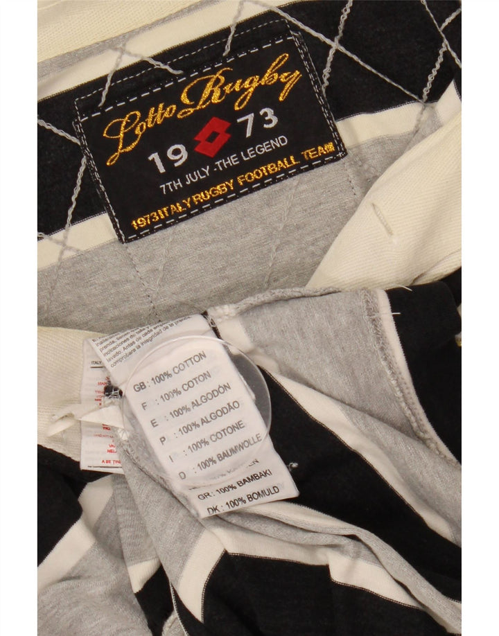 Camisa polo masculina gráfica de manga comprida LOTTO listrada preta média