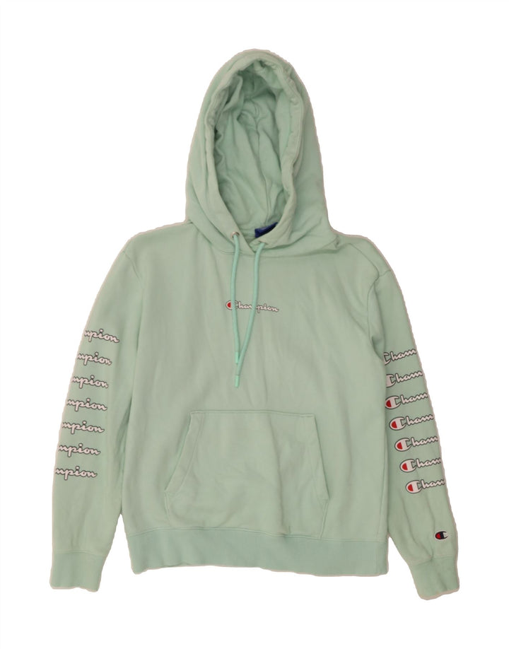 CHAMPION Womens Graphic Oversized Hoodie Jumper UK 6 XS Green Cotton Vintage Champion and Second-Hand Champion from Messina Hembry 