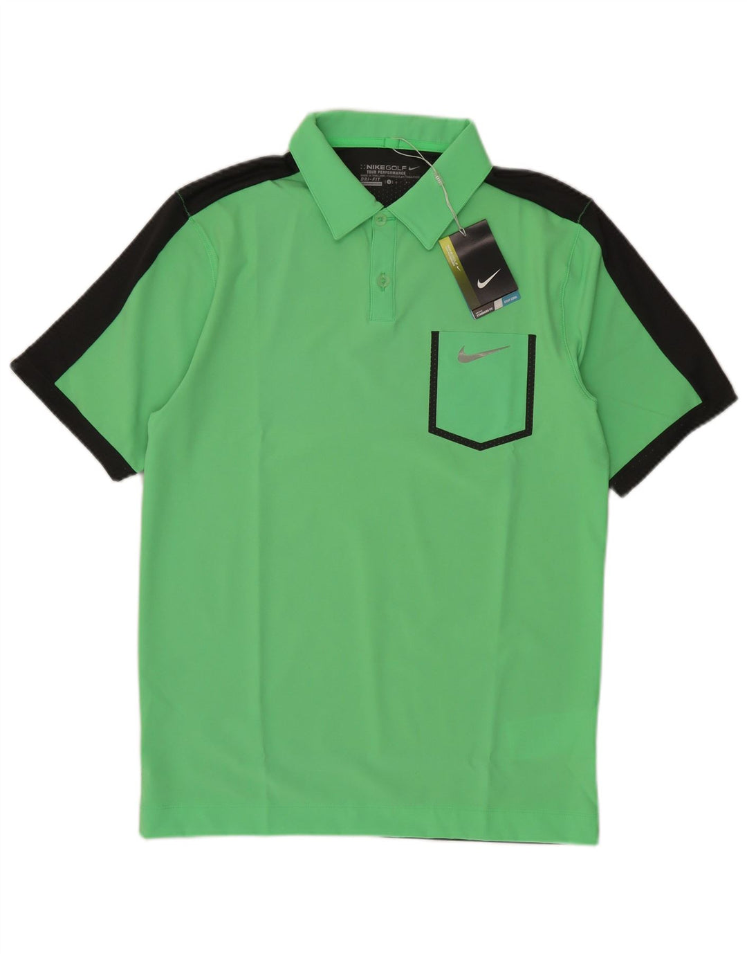 Camisa polo masculina Nike Dri Fit pequena verde colorblock poliéster