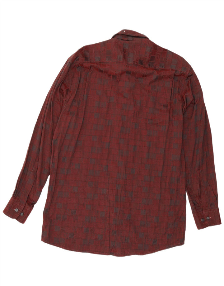 Camisa masculina Canda tamanho 39/40 médio borgonha viscose geométrica