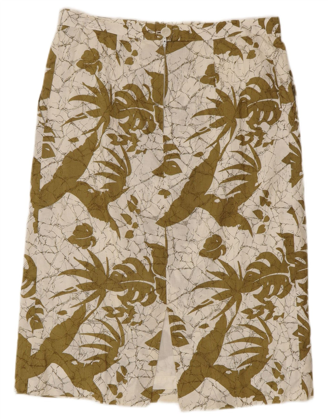 Saia reta feminina vintage W30 floral verde médio
