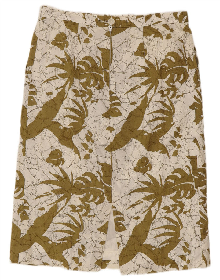 Saia reta feminina vintage W30 floral verde médio