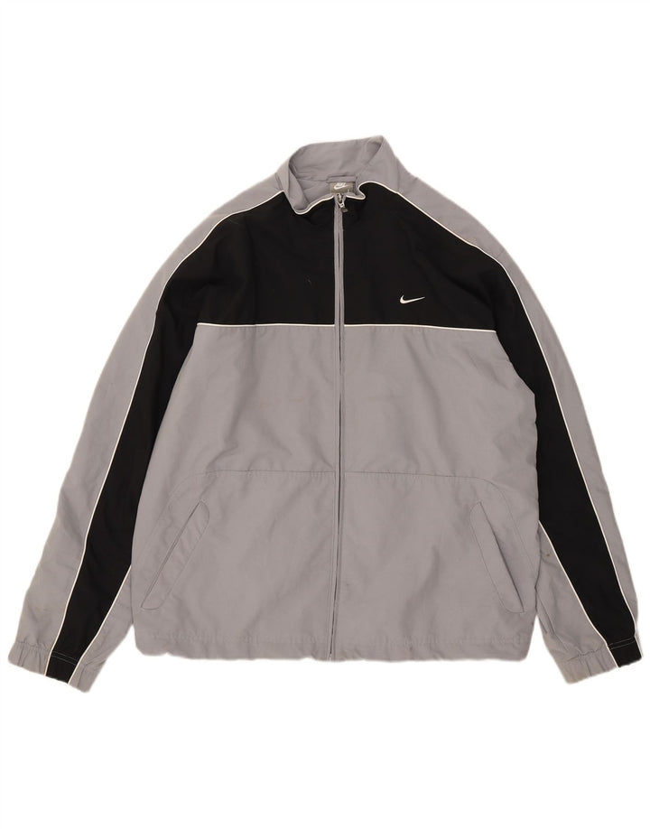 Nike Mens Tracksuit Top Jacket UK 41/43 Grande Cinza Colorblock Poliéster