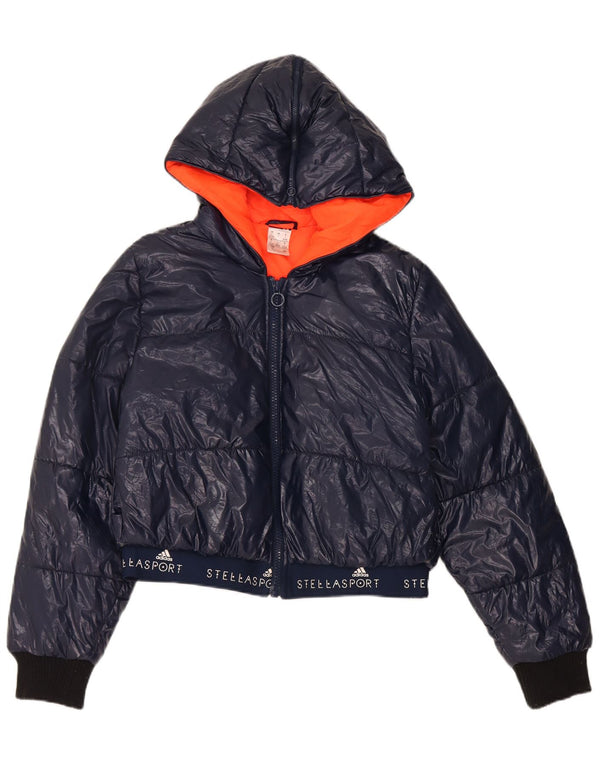 Adidas Mulher Stella McCartney Crop Padded Jacket Reino Unido 16/18 Grande Azul Marinho