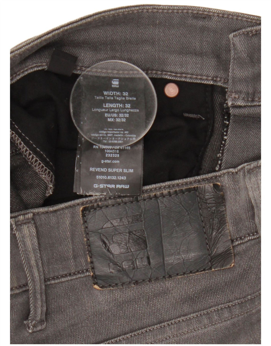 G-Star Masculino Revend Slim Jeans W32 L27 Algodão Cinza