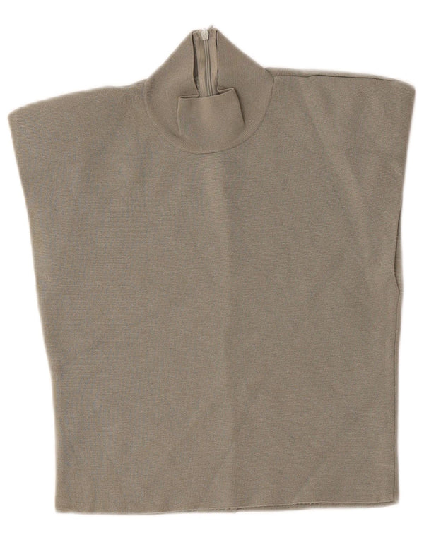 Blusa feminina sem mangas Zara Top Reino Unido 14 Viscose cinza grande