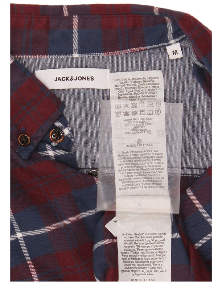 Camisa masculina de flanela JACK & JONES, algodão xadrez médio cor de vinho