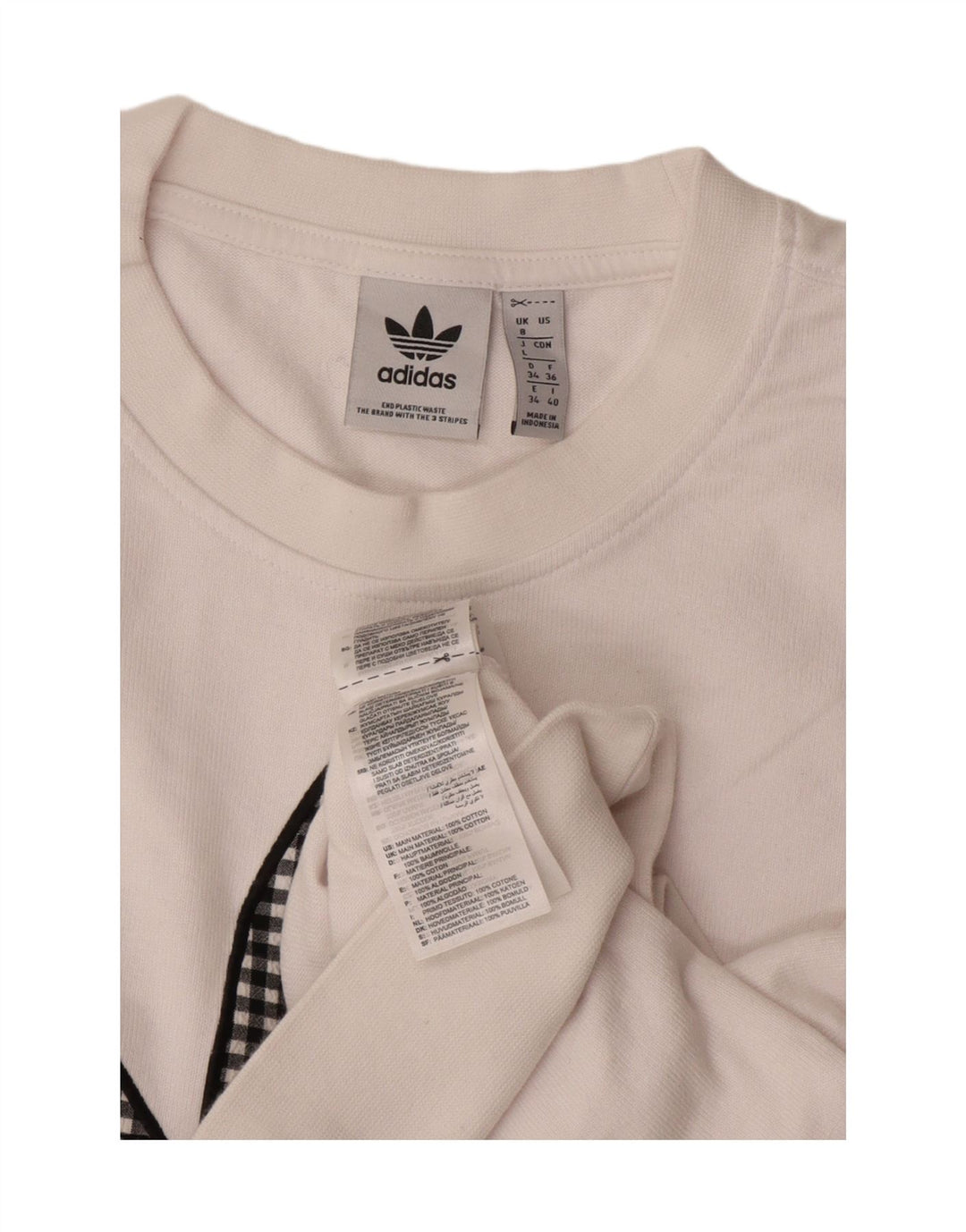 ADIDAS Womens Oversized Crop Graphic Moletom Jumper UK 8 Pequeno Branco