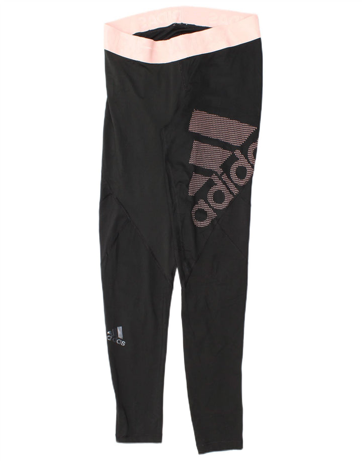 Leggings Adidas Femininas UK 12/14 Médio Preto Colorblock Poliéster