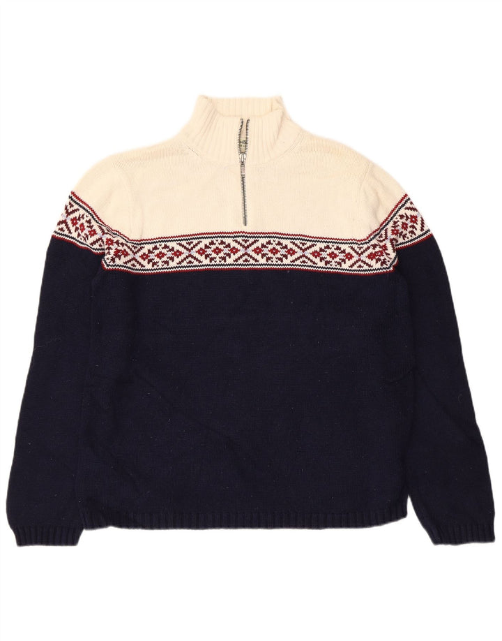 EDDIE BAUER Suéter feminino com gola e zíper Reino Unido 14 Médio Azul Marinho