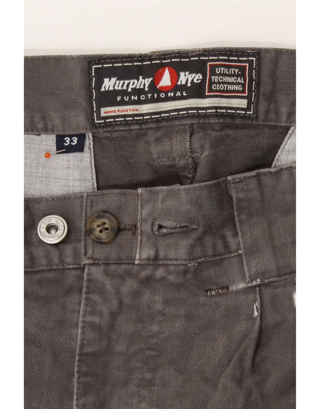 Calça cargo reta masculina Murphy & Nye W33 L28 algodão cinza