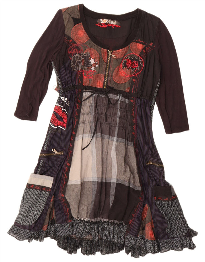 Vestido feminino Desigual com estampa A-Line EU 40 médio marrom patchwork