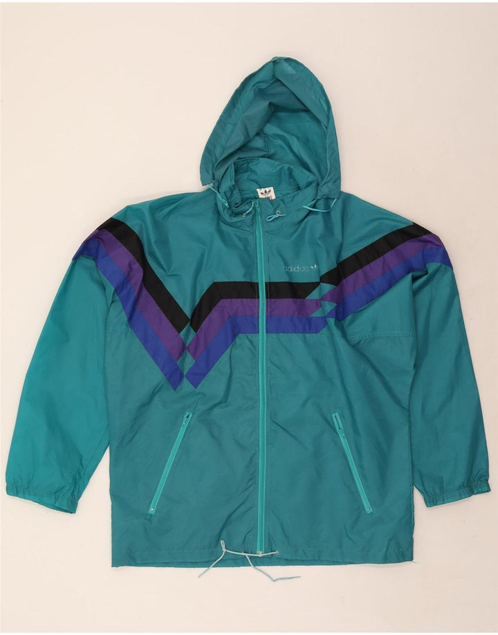 Adidas Mens Hooded Rain Jacket UK 38/40 Médio Turquesa Colourblock