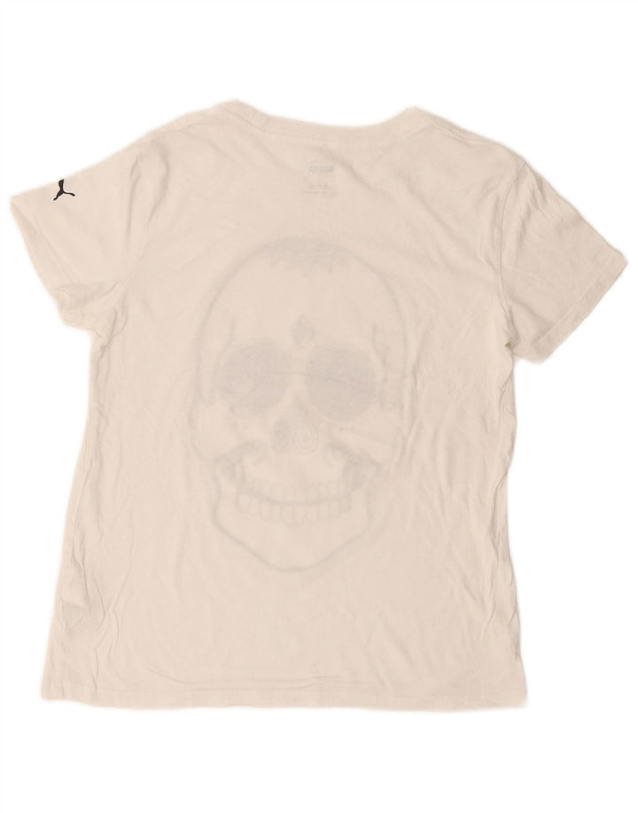 Camiseta masculina PUMA com estampa gráfica pequena de algodão off white